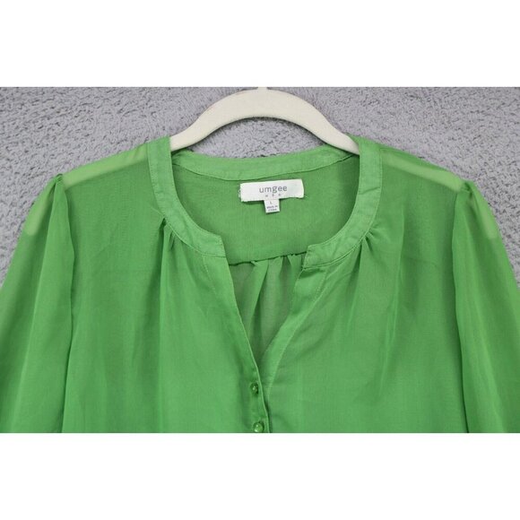 Umgee Kelly Green Sheer 3/4 Sleeve Top-Size Large-BOHO - Picture 4 of 10